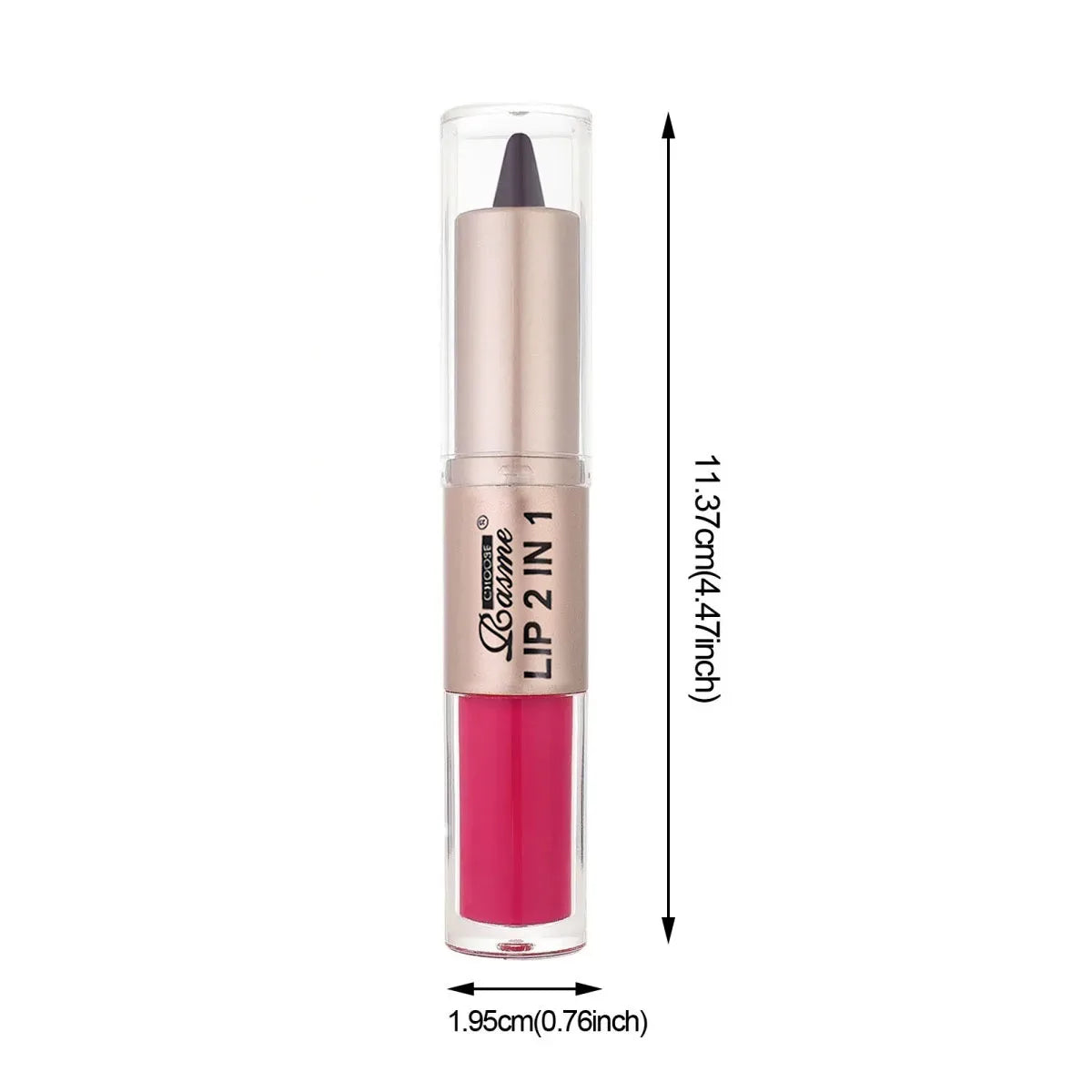 2-in-1 Tapered Lip Liner Pen - Waterproof Nude Brown Lip Contour & Matte Gloss Makeup