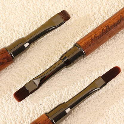 Double-Head Sandalwood Handle Nail Brush – Liner Brush Painting Pen, Gel Brush for Crystal Nail Art Manicure