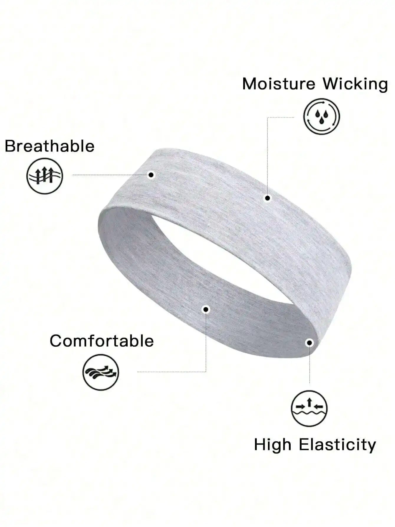 6pcs Unisex Solid Color & Leopard Print Sweat-Absorbing Headbands - Cycling, Running, Sports, Yoga & Leisure