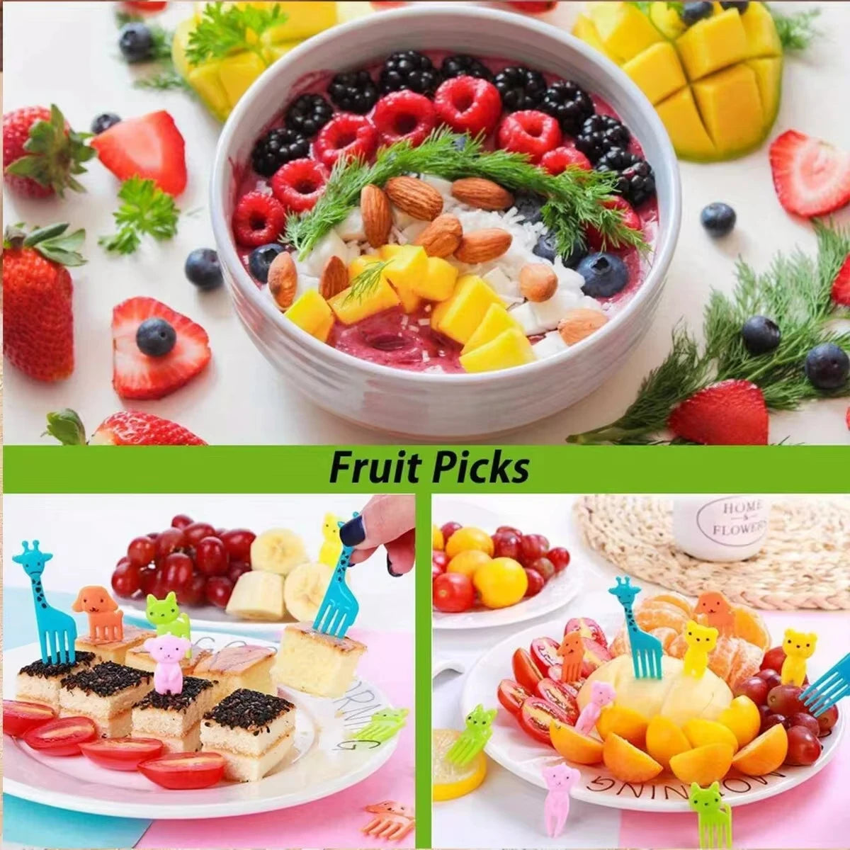 30-Piece Cartoon Animal Food Forks – Reusable Cute Fruit & Salad Toothpicks for Bento Box and Party Snacks