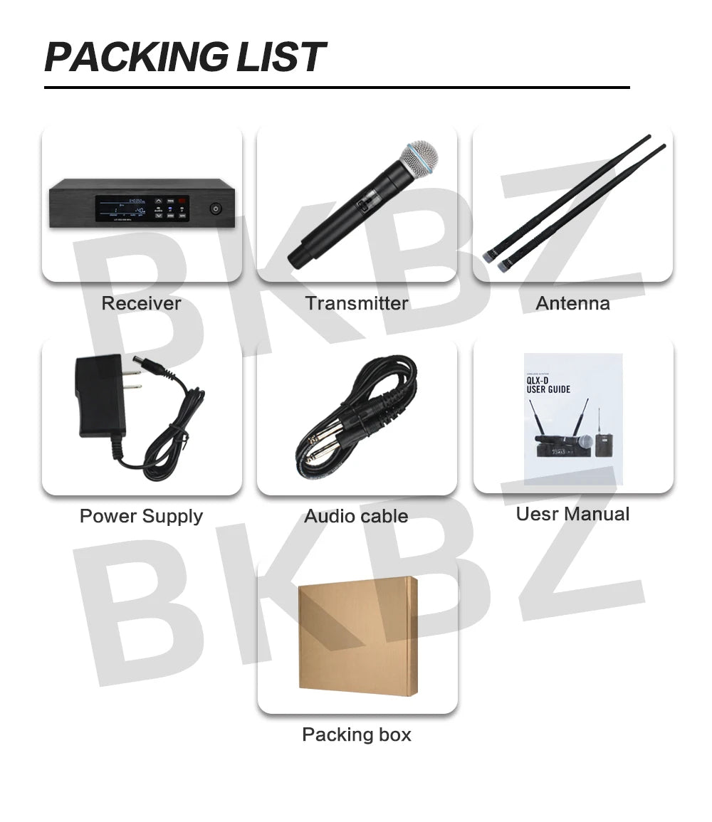 QLXD4 Beta58A Wireless Microphone — 500/600MHz UHF Professional Handheld Mic for Stage, Karaoke & Singing Performance