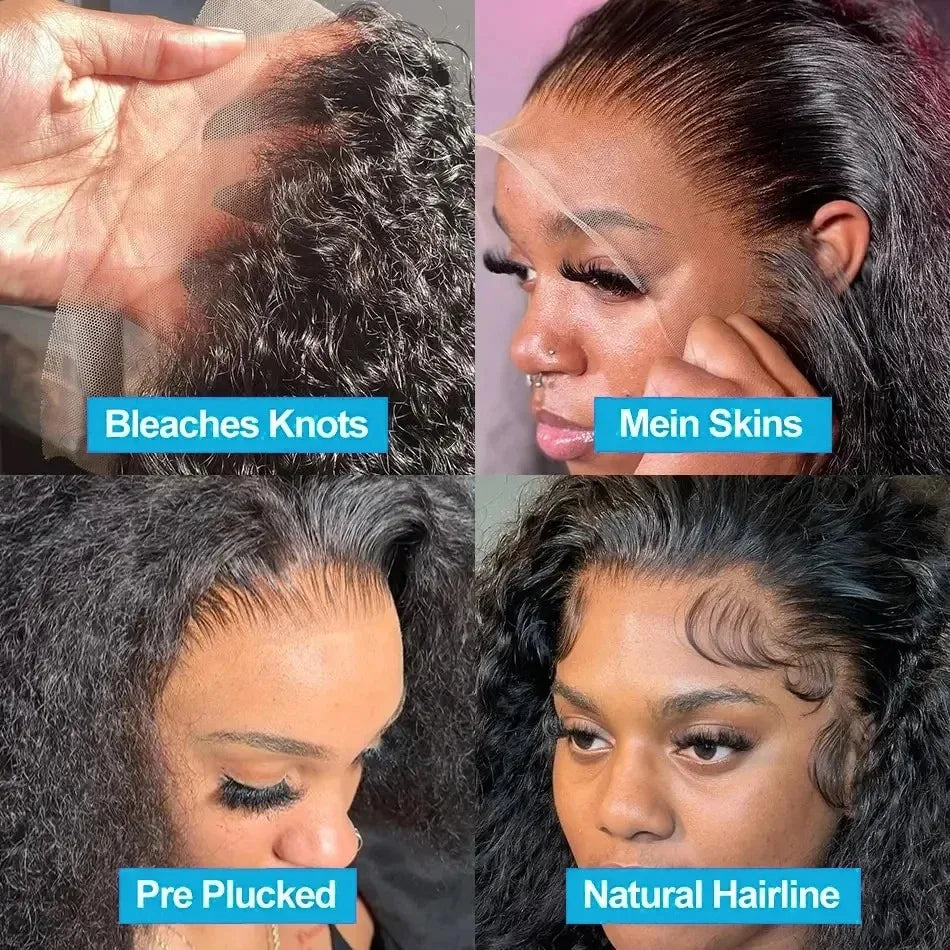 250% Density Deep Wave Lace Front Wig – 13x6 HD Water Wave Curly Frontal, Human Hair for Black Women