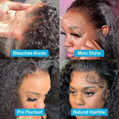 250% Density Deep Wave Lace Front Wig – 13x6 HD Water Wave Curly Frontal, Human Hair for Black Women