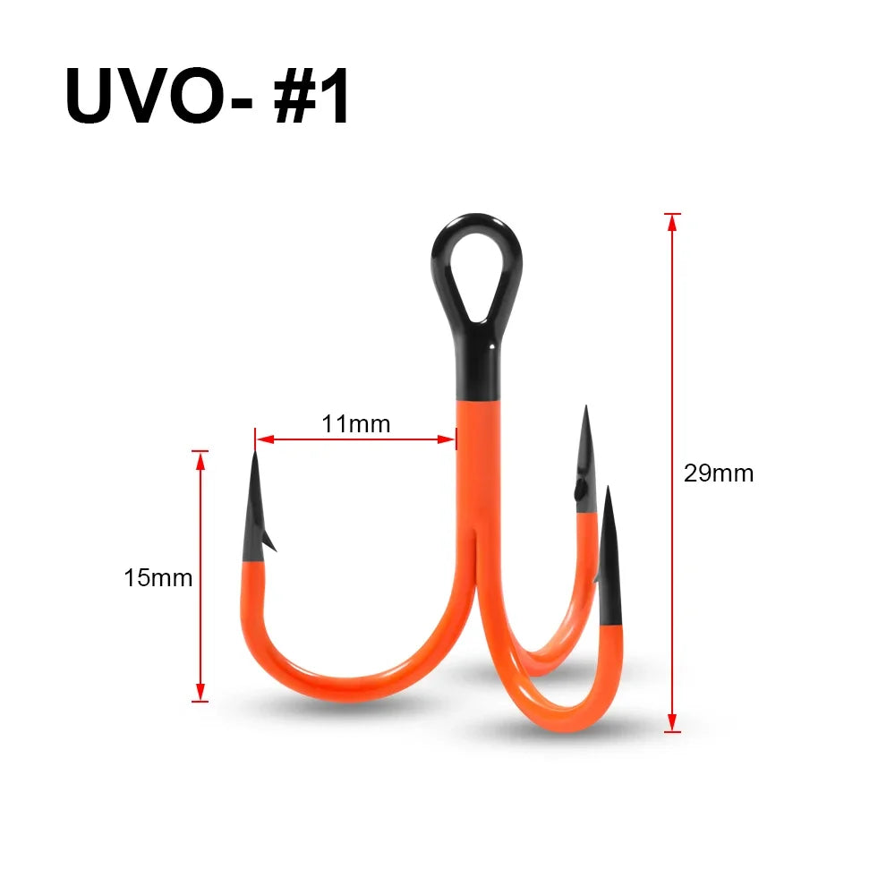 Spinpoler Flame Treble Fishing Hook – UV-Active Violet Paint, 2X Strong Hi-Carbon Steel for Soft Bait & Swimbait Tackle, #1, #1/0, #2/0