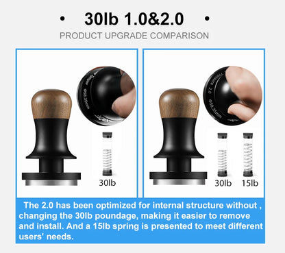 MHW-3BOMBER 30lb Calibrated Coffee Tamper – 51mm/53mm/58mm Flat Espresso Tamper with Spring-Loaded Pressure for Baristas