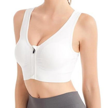 Women’s Front Zipper Sports Bra – Shockproof Seamless Breathable Wireless Fitness & Running Bralette
