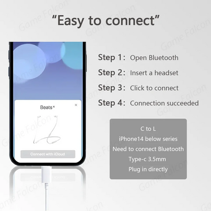 High-Fidelity Bluetooth Wired Headset for iPhone 15/14/13 Pro – Type-C & 3.5mm Compatible with Samsung, Xiaomi, iPad & Tablets