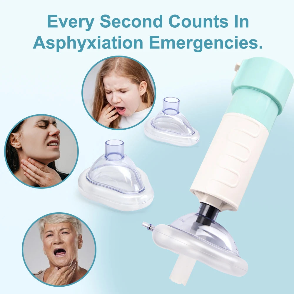 First Aid Anti-Choking Rescue Device – Automatic Airway Assist with 3 Mask Sizes for Adults & Kids, Emergency Kit