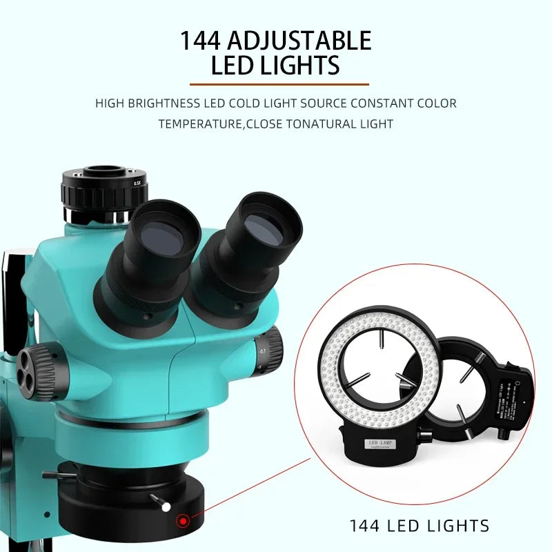RF4 7-50X Trinocular Continuous Zoom Stereo Microscope – WF10X/22mm Eyepiece, Ideal for Mobile Phone PCB Welding & Repair