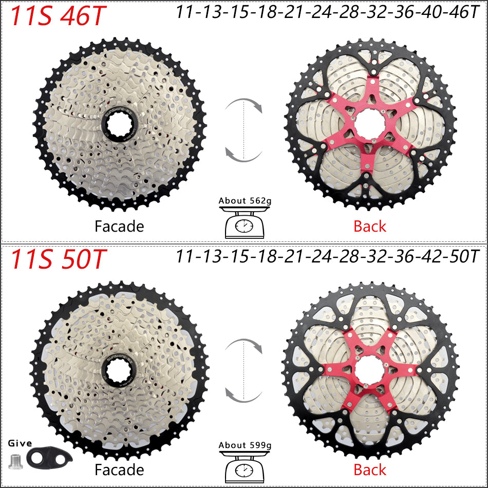 SUNSHINE Bicycle Cassette 8-12 Speed Freewheel - 32T to 52T Sprocket for Shimano/SRAM HG Flywheel