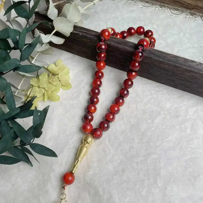 10mm 33pcs Glass Tassel Islamic Rosary Bracelet – Turkish Muslim Tasbih Prayer Beads Jewelry for Women Allah Mohammed Spiritual Gift