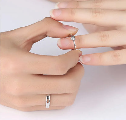 2pcs Zircon Heart Matching Couple Rings Set – Forever Endless Love Wedding Rings for Women and Men – Charm Jewelry