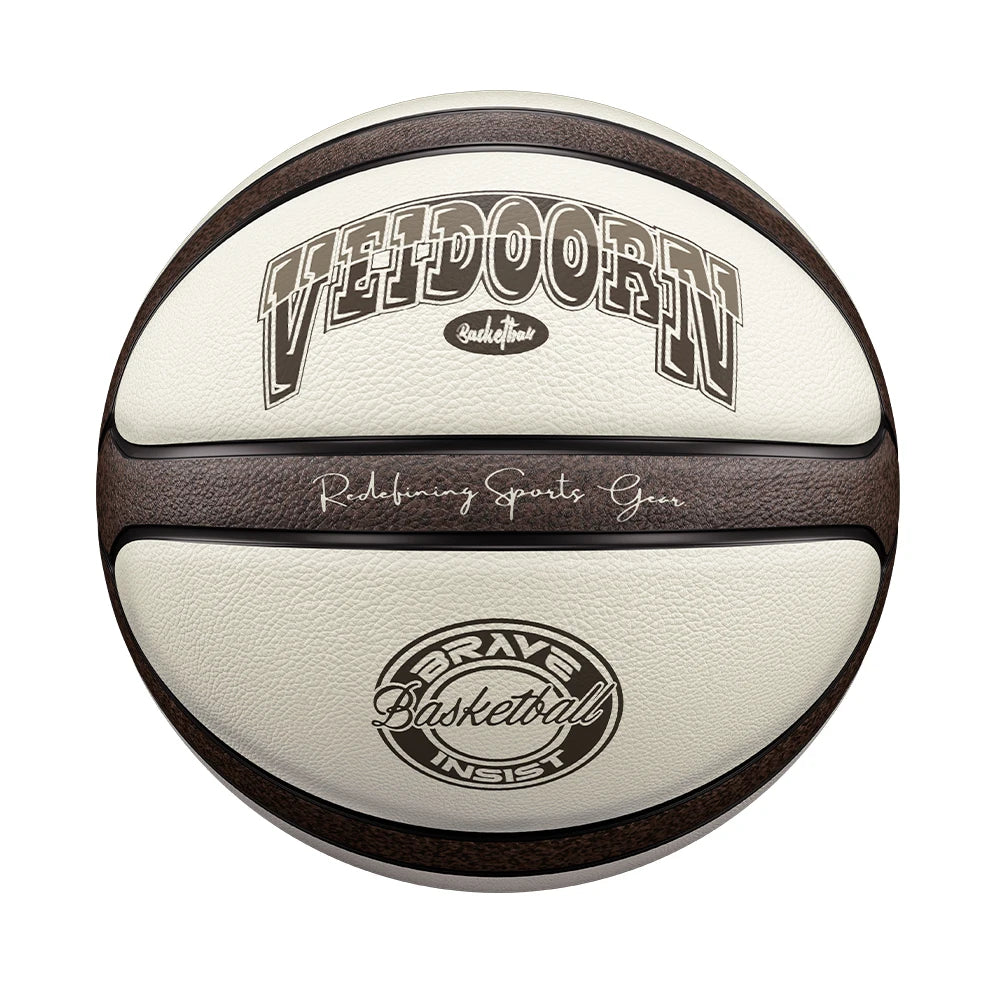 Veidoorn Official Size 7 Basketball — Brown Beige PU, 4-Layer Durable Outdoor Game Ball, Professional Quality