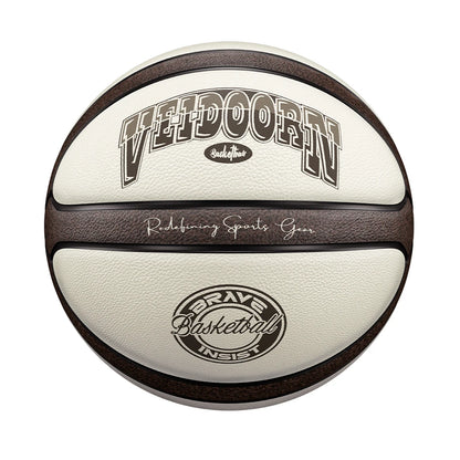 Veidoorn Official Size 7 Basketball — Brown Beige PU, 4-Layer Durable Outdoor Game Ball, Professional Quality