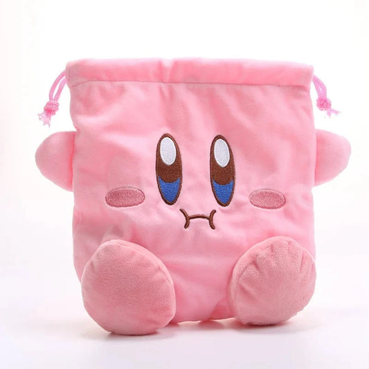 Star Kirby Cosplay Storage Bag – Cute Kawaii Drawstring Cosmetic & Coin Purse, Portable Cartoon Toy Gift