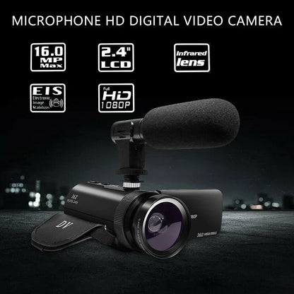 HD 1080P Digital Video Camera – 16MP Professional DV Camcorder with Built-in Microphone, Anti-Shake & Multifunction Photography Recording System