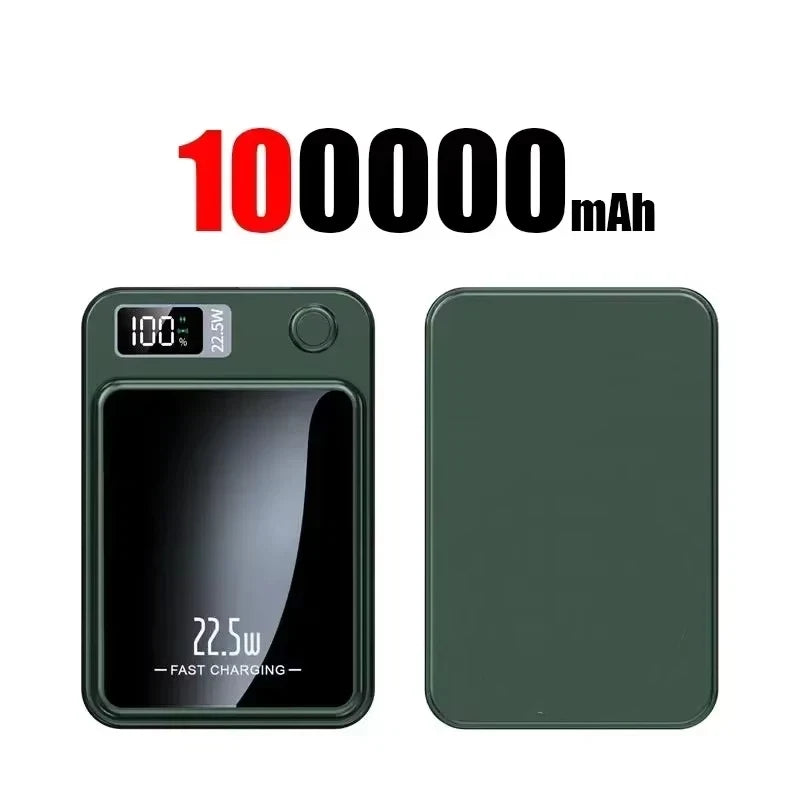 Lenovo 100000mAh Magnetic Power Bank - Wireless Fast Charger Portable Battery Pack for iPhone, Samsung & Xiaomi