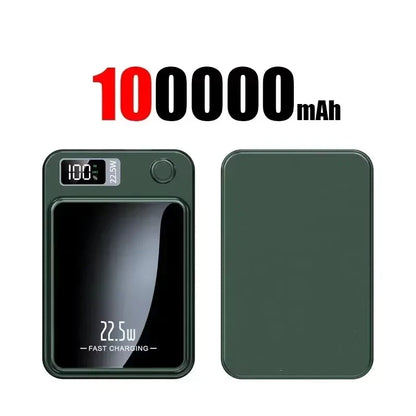 Lenovo 100000mAh Magnetic Power Bank - Wireless Fast Charger Portable Battery Pack for iPhone, Samsung & Xiaomi