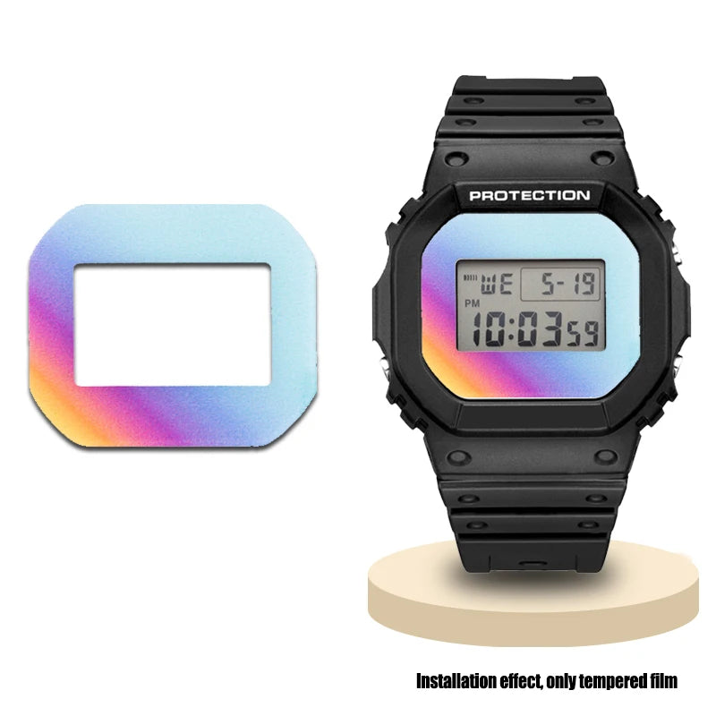 7-Color Tempered Glass Screen Protector for Casio G-Shock DW-5600, DW-5635 & GW-B5600 - Watch Face Protective Film