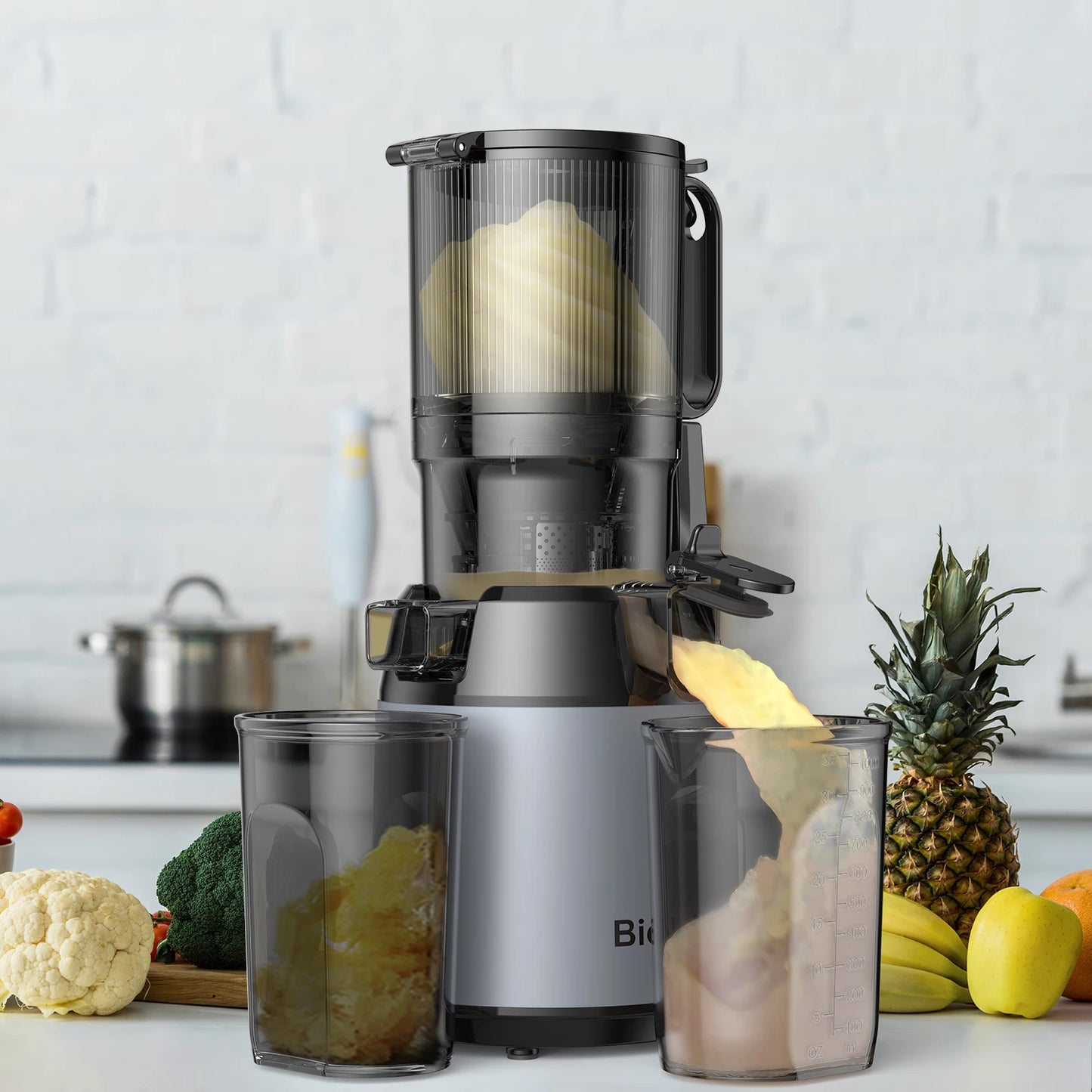 BioloMix Cold Press Juicer — 130mm Feed Chute, Whole Fruit & Veg, High Yield BPA-Free Slow Masticating Juicer