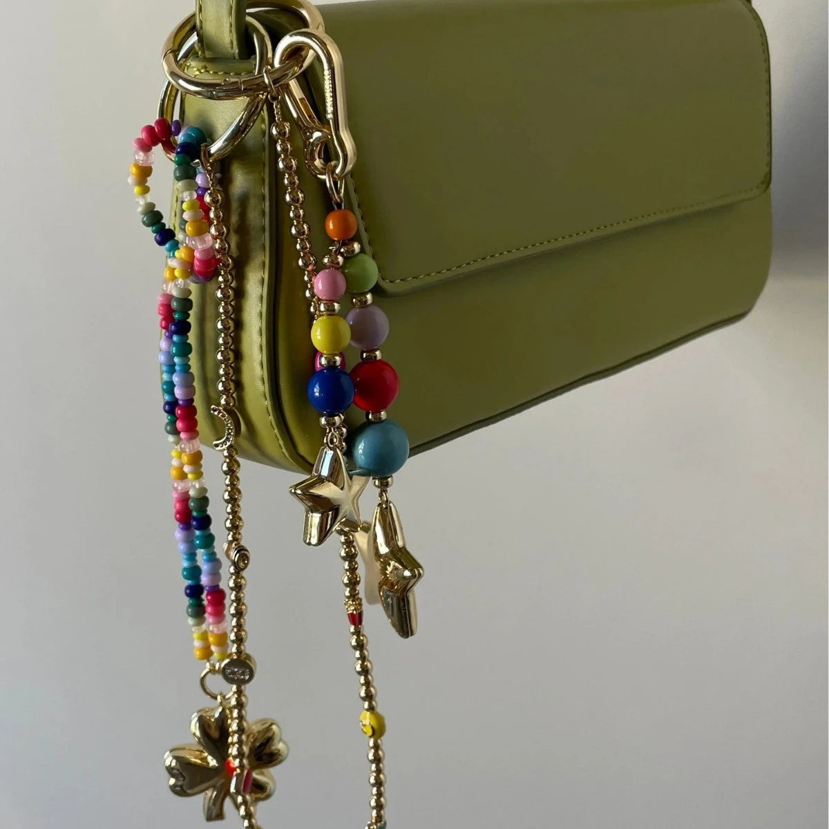 Colorful Bag Hanging Keychain – Hand-Woven Pendant with Beads, DIY Accessories, Internet-Famous Rope Charm