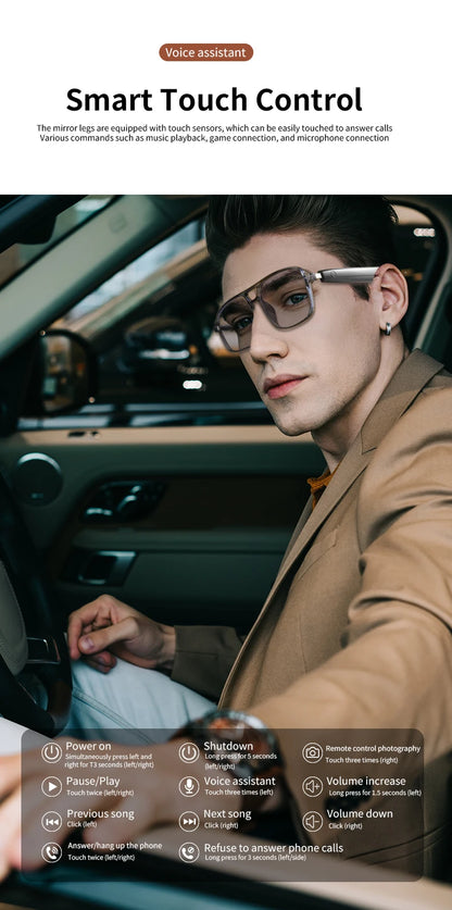 Smart Glasses GS10 – Color-Changing Bluetooth Glasses with Call, Voice Assistant, Camera & Music Playback for Men & Women