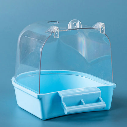 Easy-to-Install Pet Bird Bath Box Shower - Water Bowl Caged Parrot Bathing Tub for Small Birds like Budgerigars, Lovebirds, and Canaries