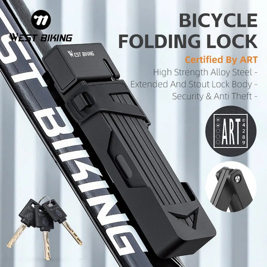 WEST BIKING Foldable Bike Lock – Heavy Duty Anti-Theft Chain Cable Padlock with 3 Keys for Bicycle & Motorcycle Security