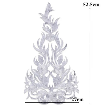 Silver Baroque Sequin Flower Applique – Embroidered Iron-On Patch for Wedding & DIY Crafts
