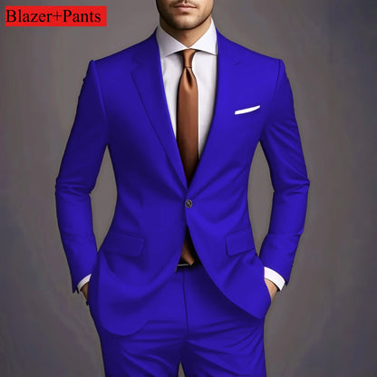 2026 Luxury Men's 2-Piece Suit Set - Elegant Slim Fit Wedding Groom Tuxedo & Casual Formal Wear
