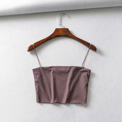 Women’s Summer Crop Tank Top — Sleeveless Elastic Cotton Camisole