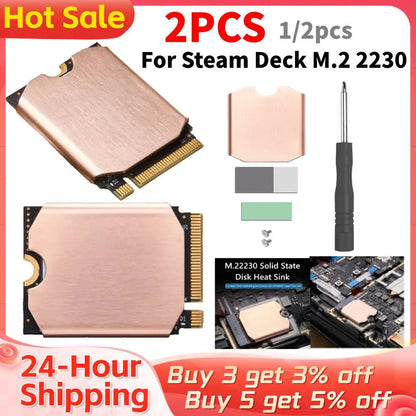 FinalCool TN30 Copper Heat Sink & Thermal Pad — Cooling Accessory for Steam Deck Console & M.2 2230 SSD