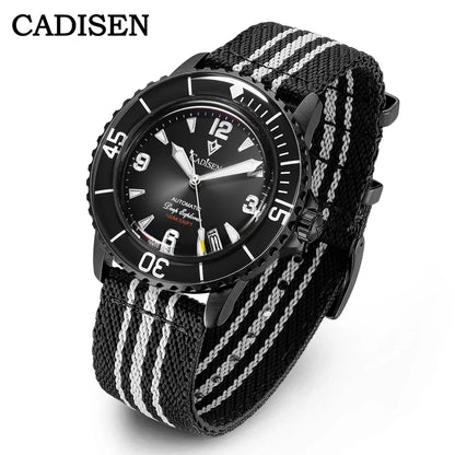 CADISEN Deep Explorer 2025 Automatic Mechanical Men’s Watch – Canvas Strap, NH35 Movement, Luminous & Waterproof Luxury Wristwatch