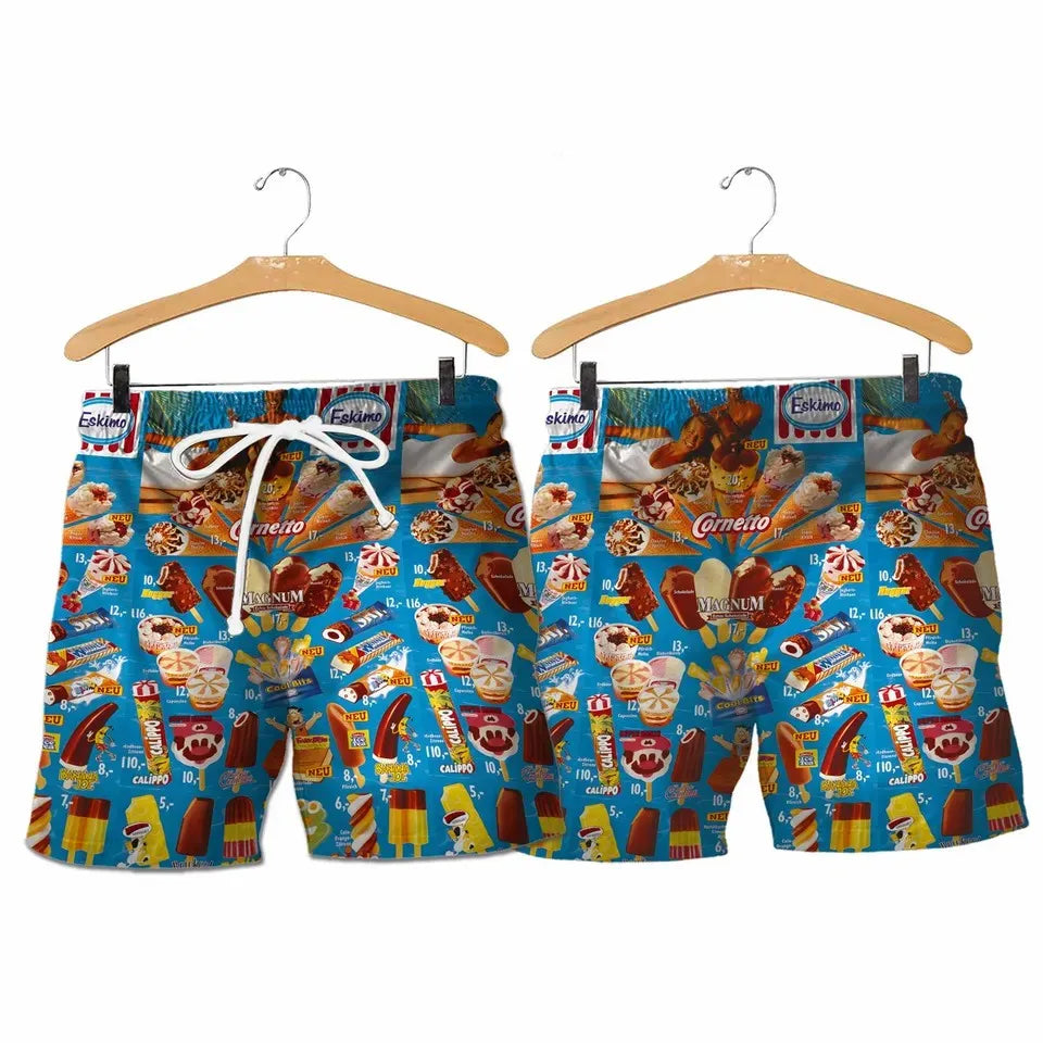 3D Ice Cream Hawaiian Shirt - Trendy Unisex Oversized Short Sleeve Beach Party Shirt
