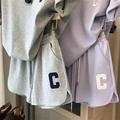 Women's 2-Piece Summer Pajamas Set – Loose Short Sleeve T-Shirt and Casual Shorts with Sports Letter Print, Large Size Homewear
