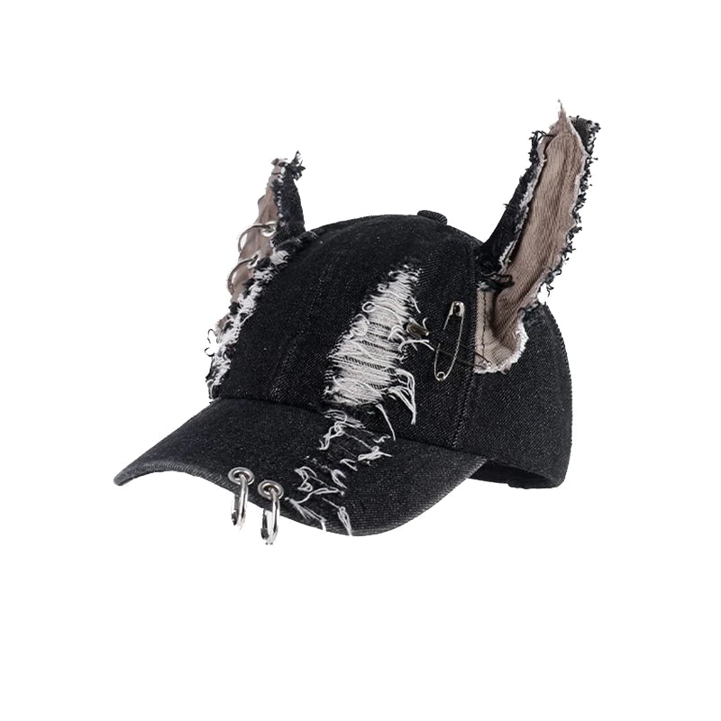 NEW Y2K Hot Girl Graffiti Baseball Cap – Rabbit Ears Cowboy Hip Hop Hat for Men & Women, Party Team Style