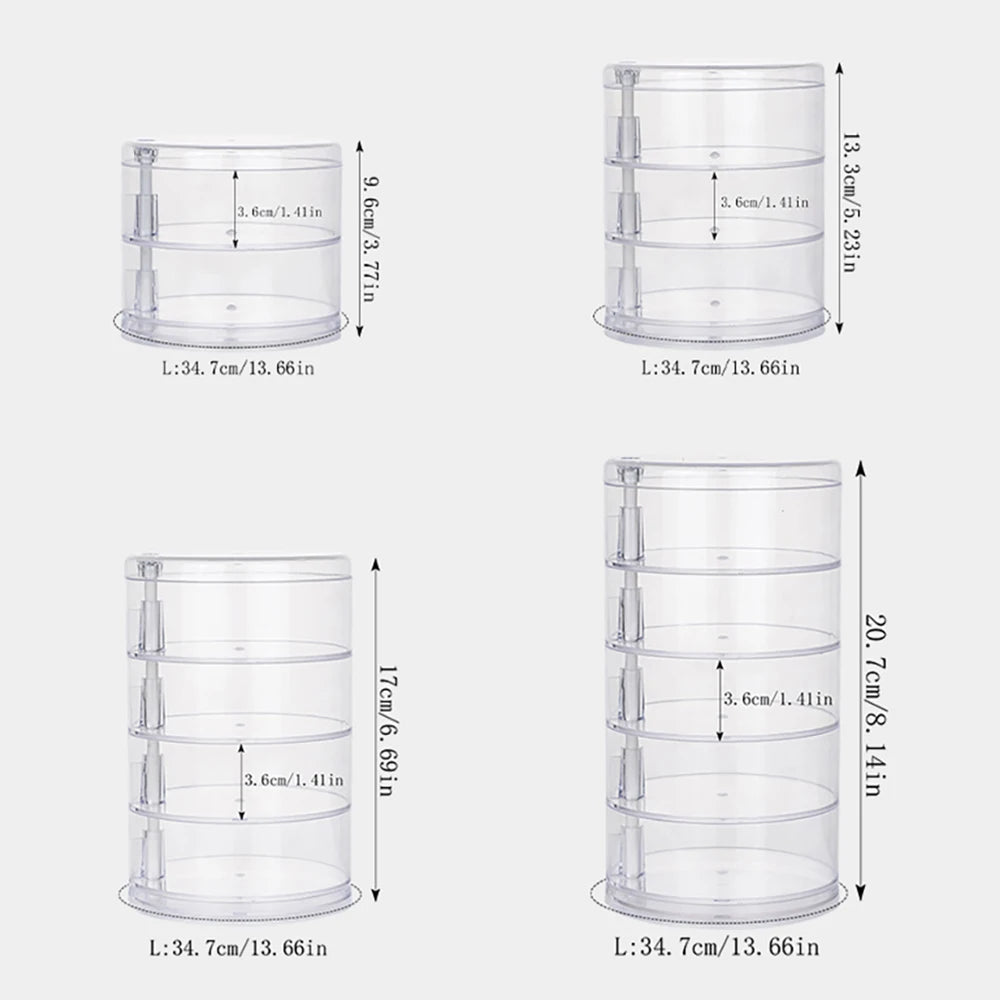 Rotating Jewelry & Makeup Storage Box – Round Plastic Organizer for Bracelets, Earrings with Cover Display Rack