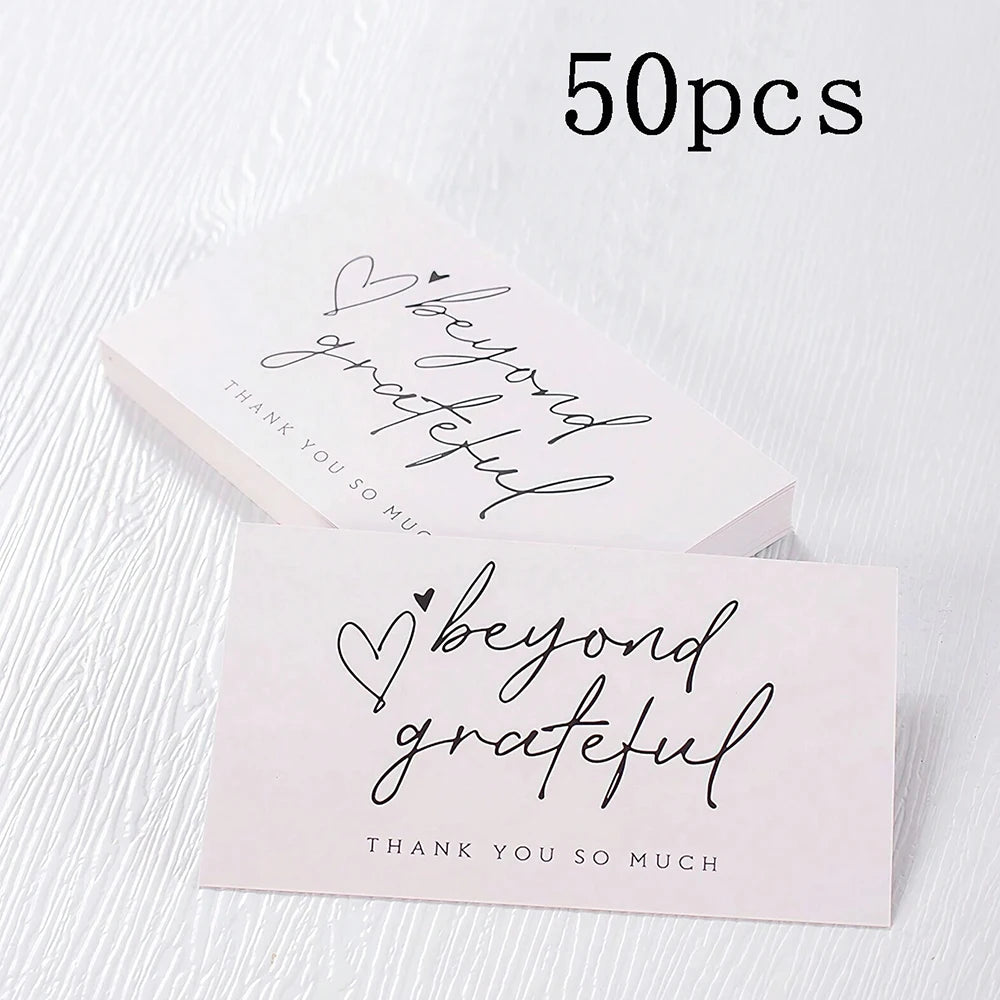 50pcs Thank You Business Cards – Customer Appreciation Gift Tags for Cake Decoration, Retail Packaging & Small Business Branding Cards