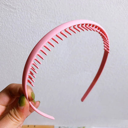 Fashion Solid Color Plastic Hairbands – Toothed Wave Combs, Non-slip Hair Bands for Women & Girls, Face Wash Headbands, Hair Accessories