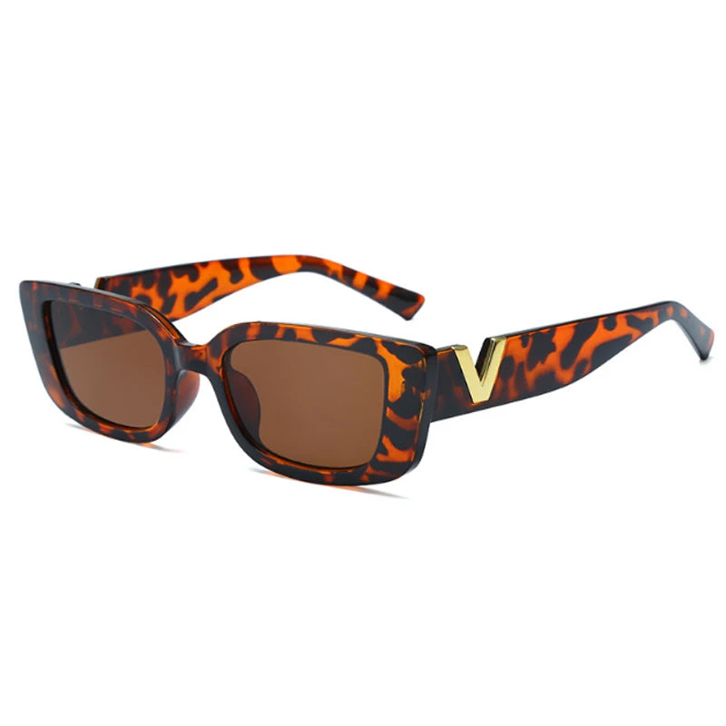Fashion Rectangle Sunglasses Women: Luxury Brand Vintage Small Frame Sun Glasses, Classic Black Square Eyeglasses Oculos