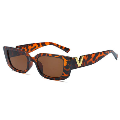 Fashion Rectangle Sunglasses Women: Luxury Brand Vintage Small Frame Sun Glasses, Classic Black Square Eyeglasses Oculos