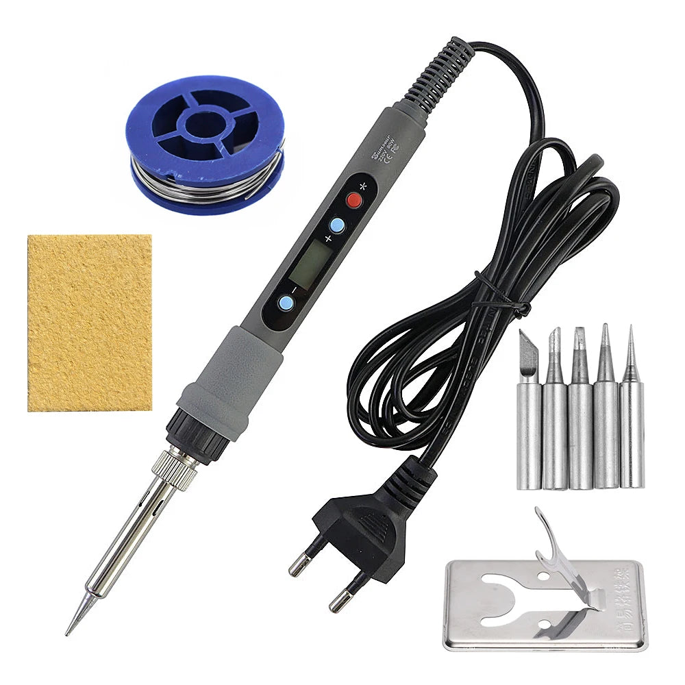 60W/80W Digital Soldering Iron - LCD Adjustable Temperature Welding Repair Tool with Solder Tips