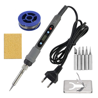 60W/80W Digital Soldering Iron - LCD Adjustable Temperature Welding Repair Tool with Solder Tips
