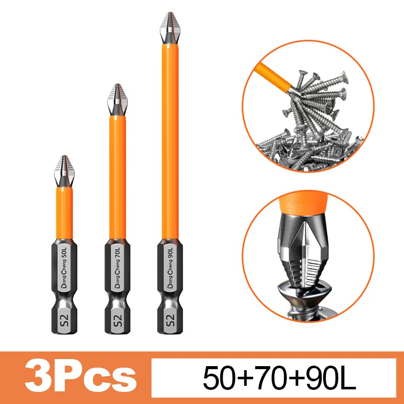Magnetic Anti-Slip Screwdriver Bit Set - S2 Alloy Steel Impact Resistant Hex Shank Bits for Power Tools
