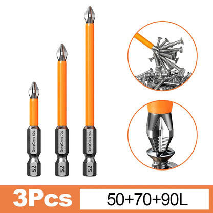 Magnetic Anti-Slip Screwdriver Bit Set - S2 Alloy Steel Impact Resistant Hex Shank Bits for Power Tools