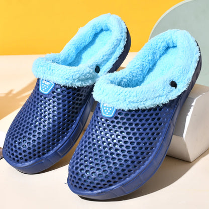 Couple Cotton Slippers – Winter Warm Plush Velvet Thickened Clogs for Men & Women