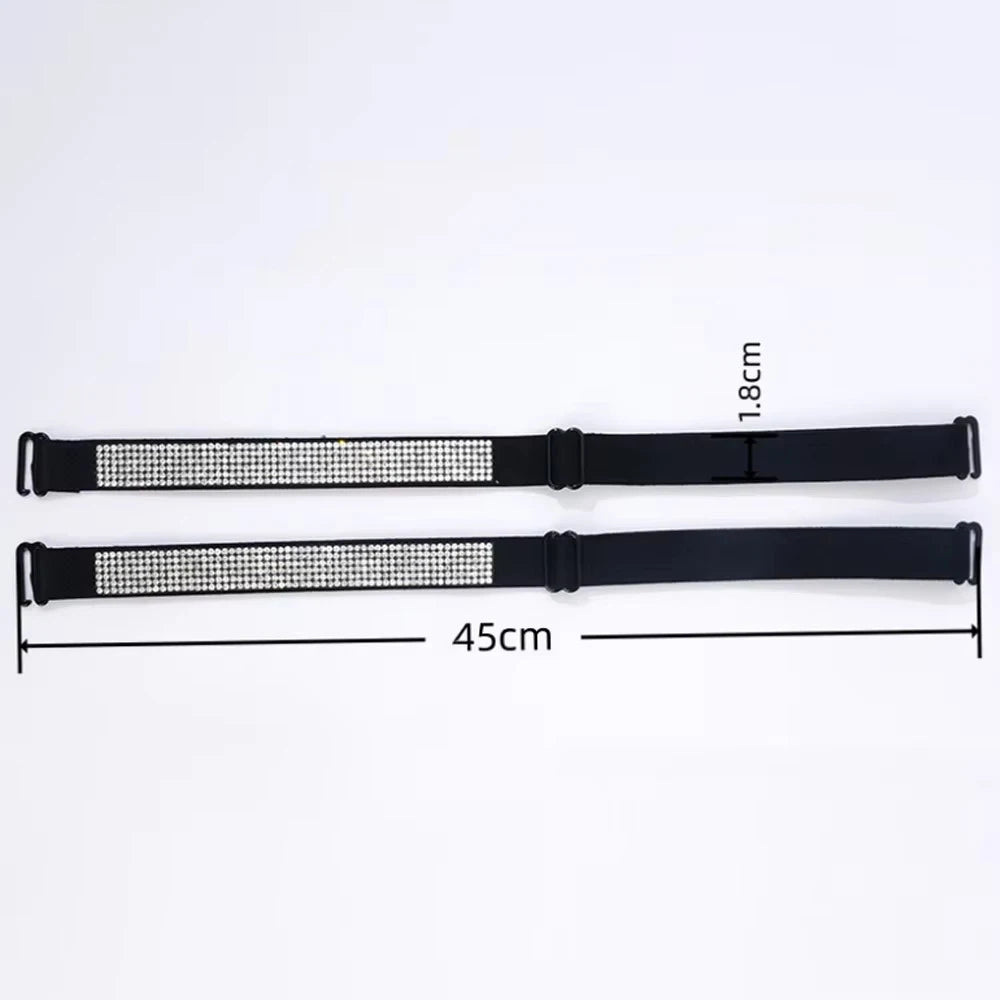 Invisible Rhinestone Bra Straps - Non-Slip Adjustable Shiny Replacement Lingerie Accessories for Women