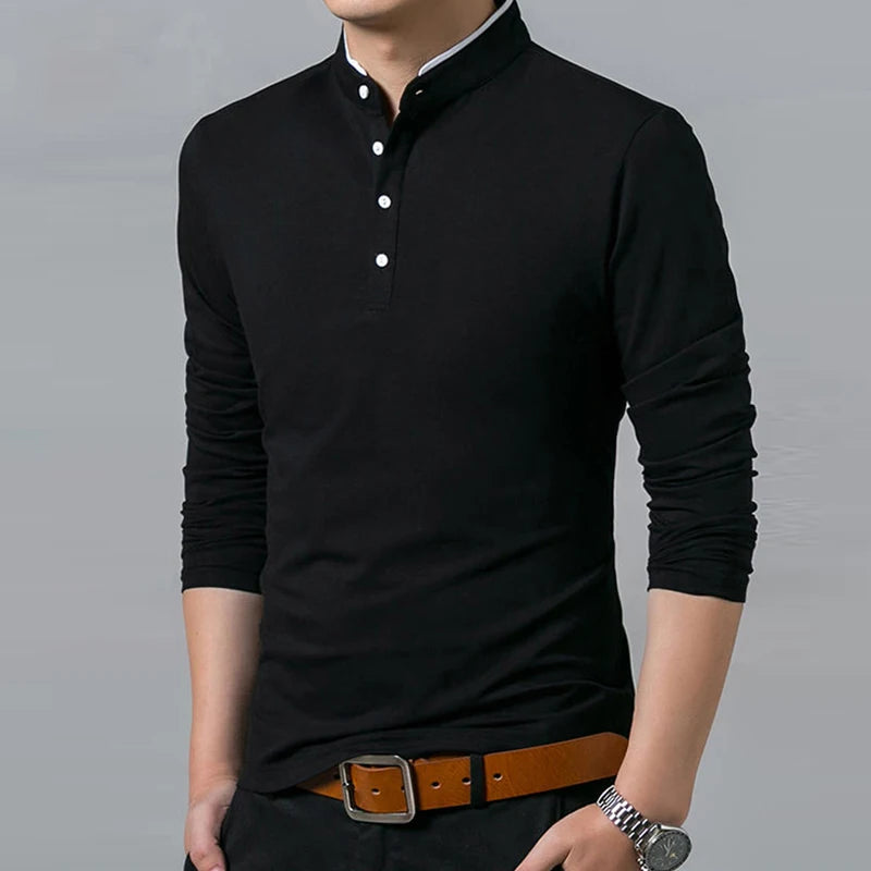 Men's Business Casual Polo Shirt - Long Sleeve Breathable Formal Top Comfortable Summer Wear