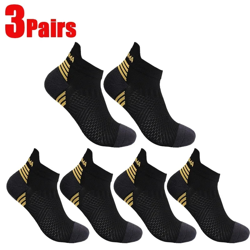 Breathable Compression Ankle Socks for Men & Women – Low Cut Athletic Running, Fitness & Marathon Performance Socks (1–3 Pairs)