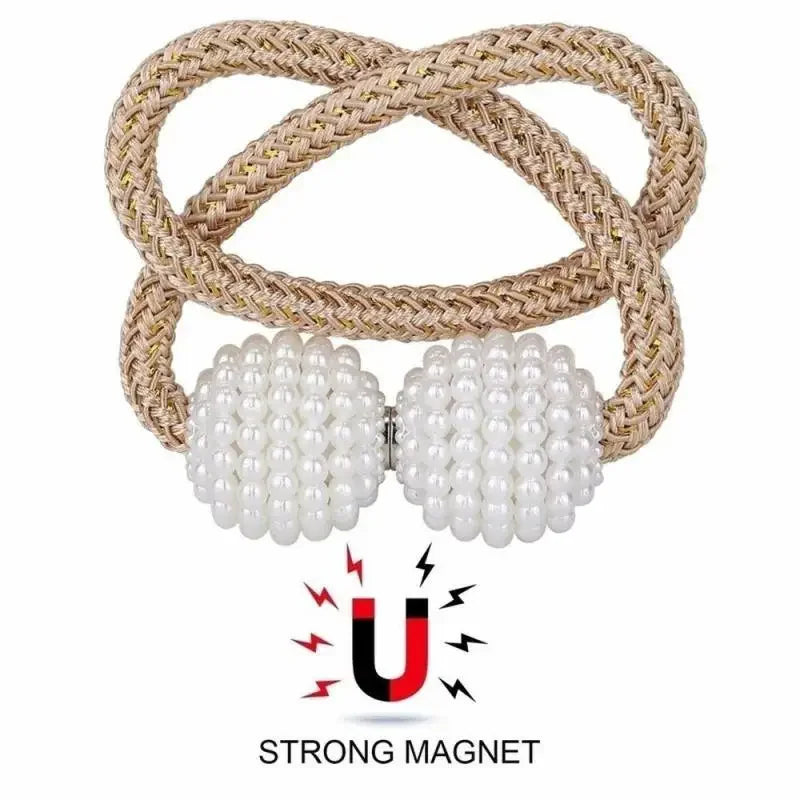 Pearl Magnetic Curtain Tiebacks – Decorative Ball Buckle Clips for Elegant Curtain Holders, 1–2 Pieces